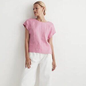 Madewell 100% Linen Square-Back Crewneck Top